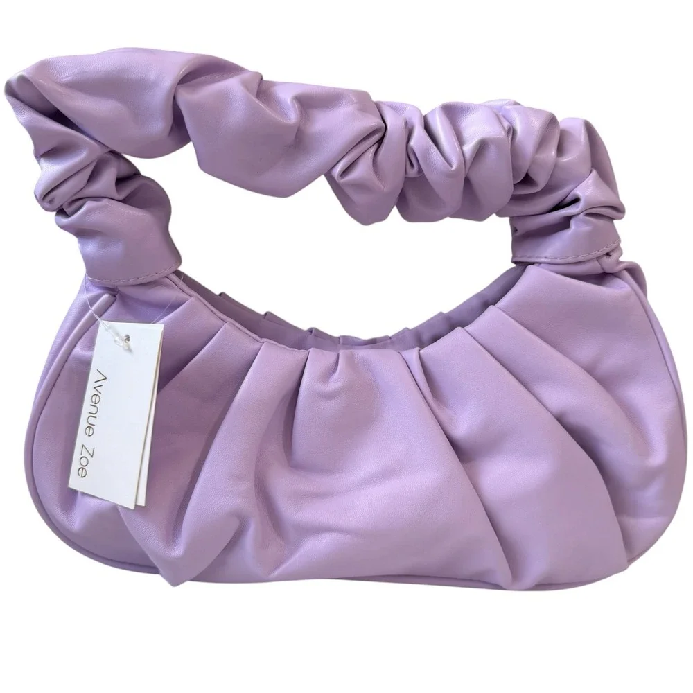 Avenue Zoe Lavender Ruched Hobo Shoulder Bag Y2K Coquette Soft Girl‎ NWT